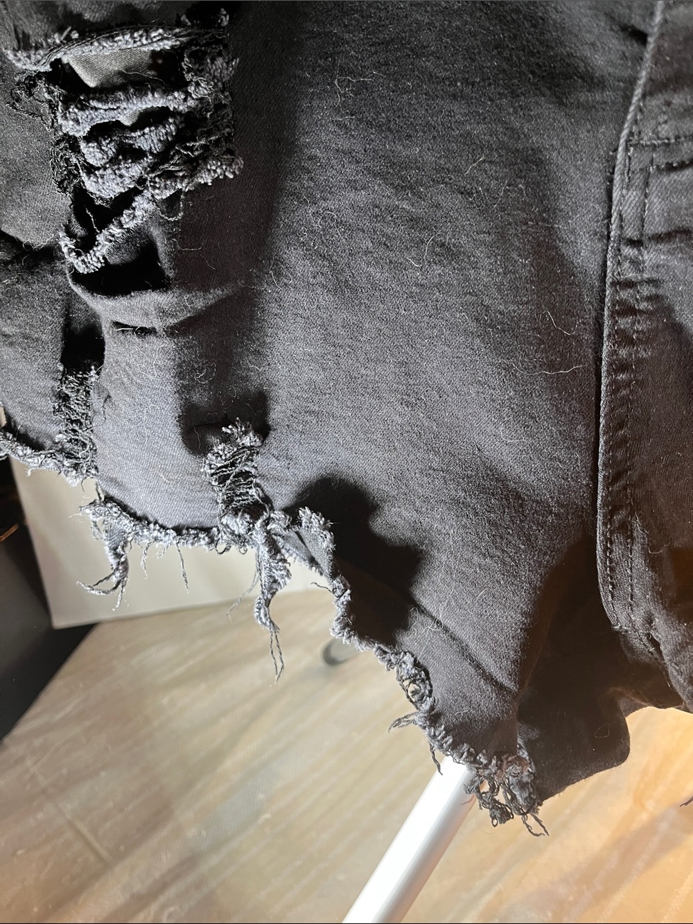 Black Distressed High-Rise Jean Cutoff Shorts - Women's 38 waist - Picture 6 of 6